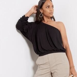 NWT LNA Clothing Ashra Ribbed One Shoulder Crop Length Size XS